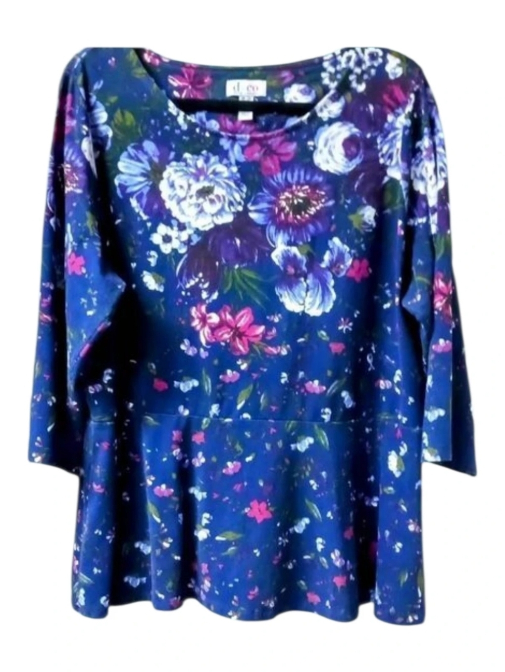  D&C 2X Women's bright & vibrant floral print soft blouse new without tags